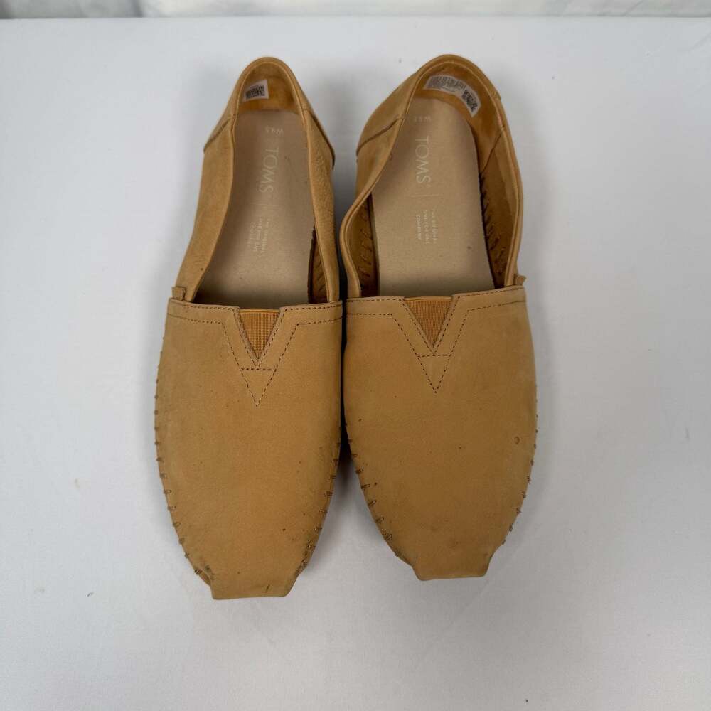 TOMS Women's Alpargata Leather Slip-On Espadrille Shoes, Honey Brown - Picture 1 of 6